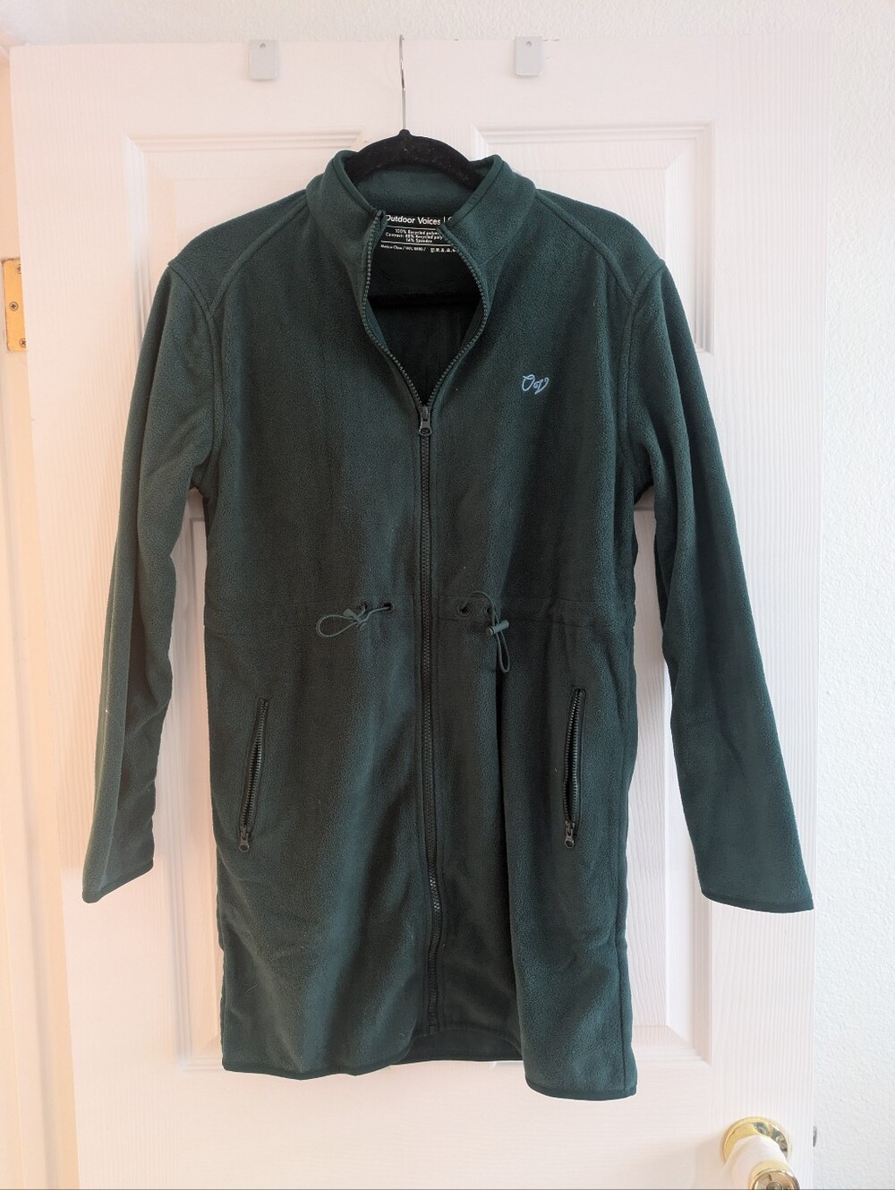 Outdoor Voices Dark Green Long Zip Fleece Boulder Dress